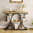 39" Farmhouse Console Table, 4-Tier Storage, Semi-Circle Metal Frame-1354171541