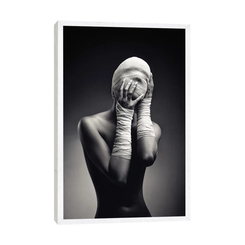 Woman In Bandages by Jose Cacho - Print on Canvas, 66.04cm H x 45.72cm W x 3.81cm D, White Framed