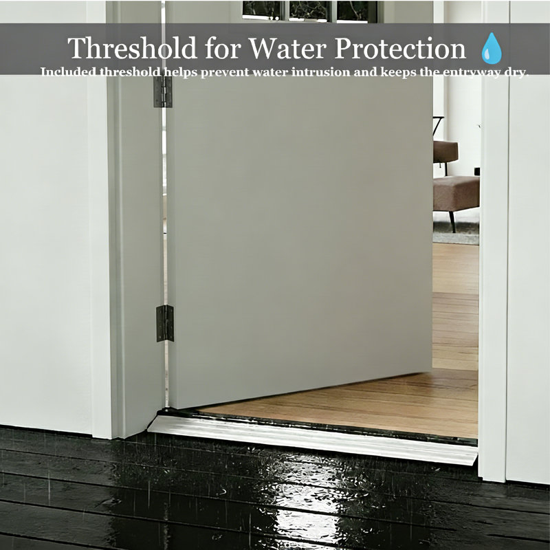 Entry Door Slab With Sound-Reducing Frame & Threshold – 1-Lite Clear Glass, White Primed Solid Wood, Left, 32“ W X 80“ H