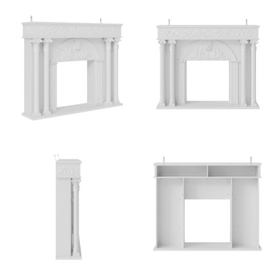55.1'' W Decorative Fireplace Mantel Surround With 4 Roman Columns and Carved Details (Fireplace Not Included)