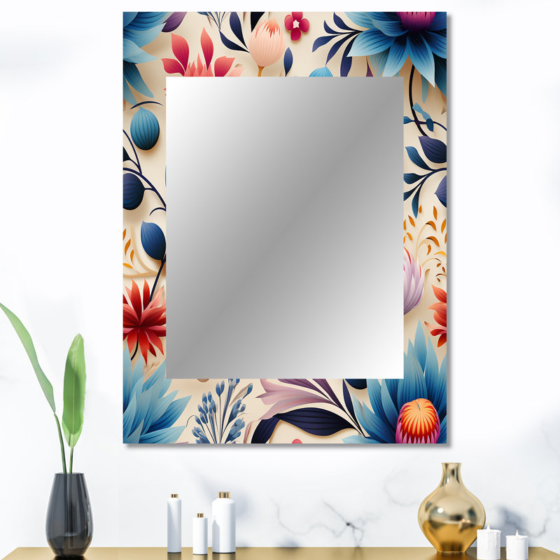Motif botanique marocain, botanique, miroir mural unique, 40 po x 30 po