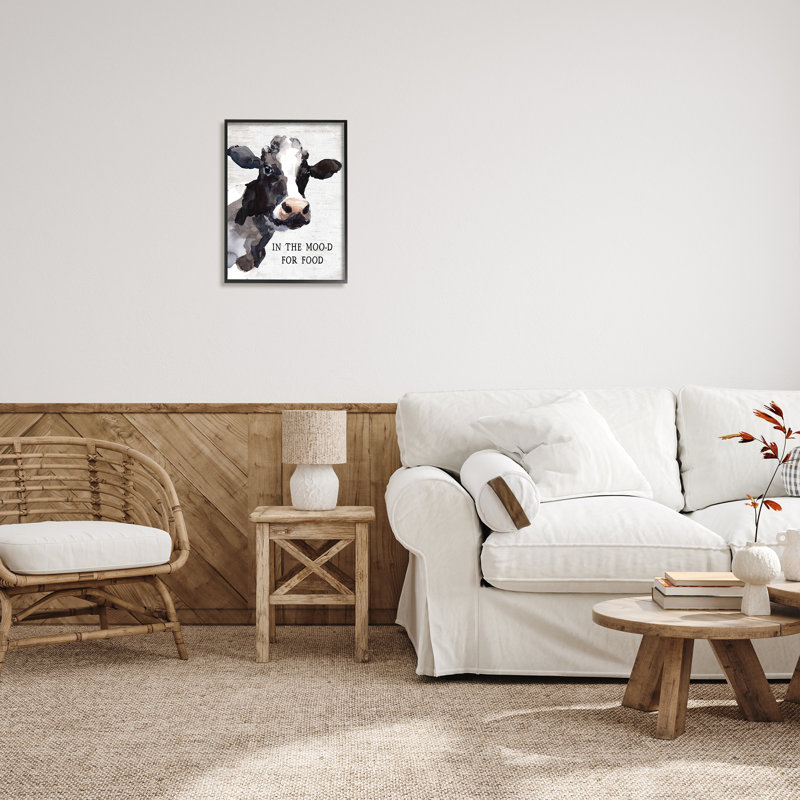 In The Moo-D For Food, H 20 po x l 16 po x P 1,5 po, Giclée encadrée noir minuit