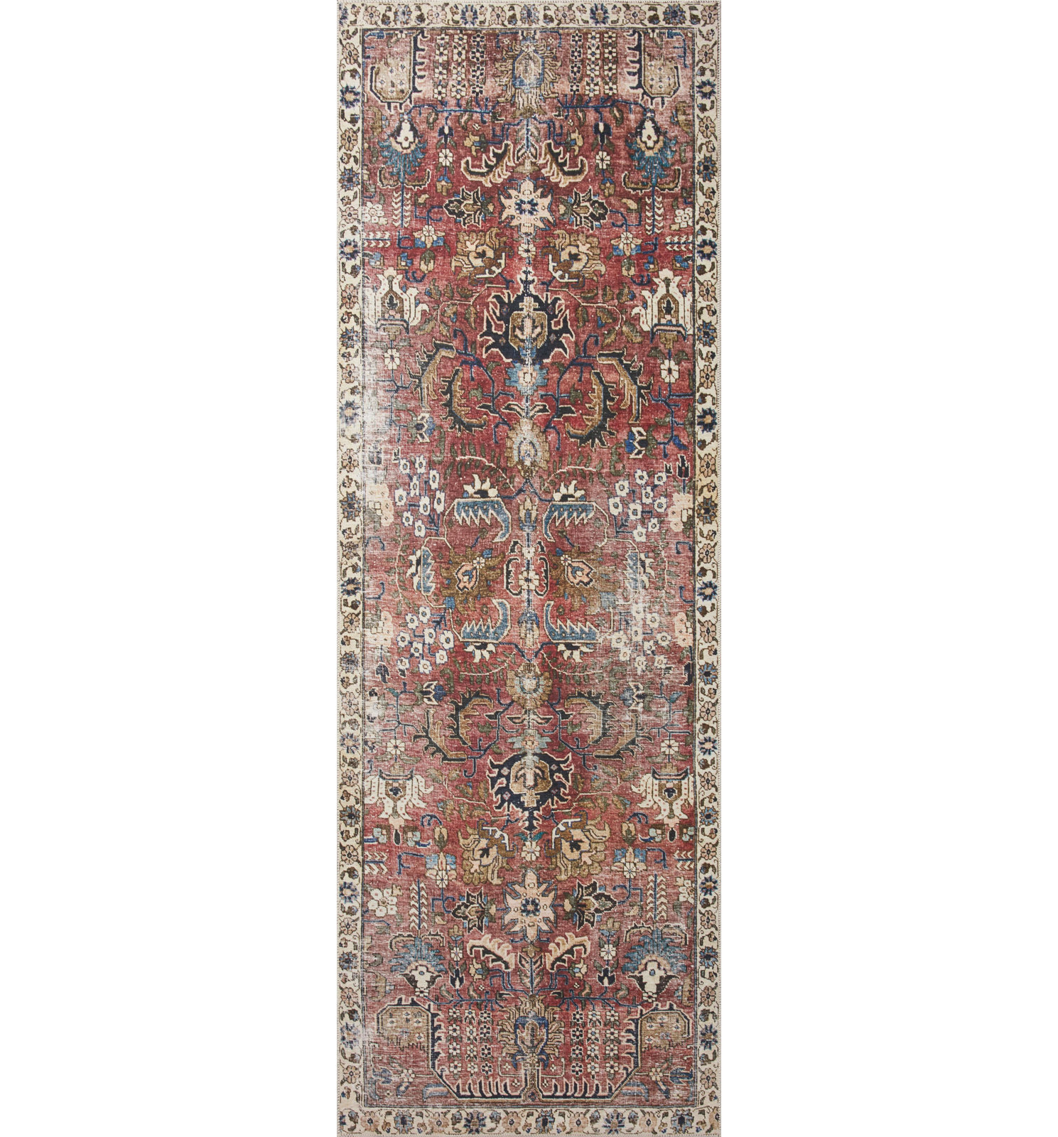 Chris Loves Julia x Loloi Jules Oriental Merlot Rug, Runner 2' x 5'