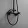 2-Spray Round Wall Bar Shower Kit With Hand Shower Dual Cross Handles Mixer Shower System Taps In Matte Black