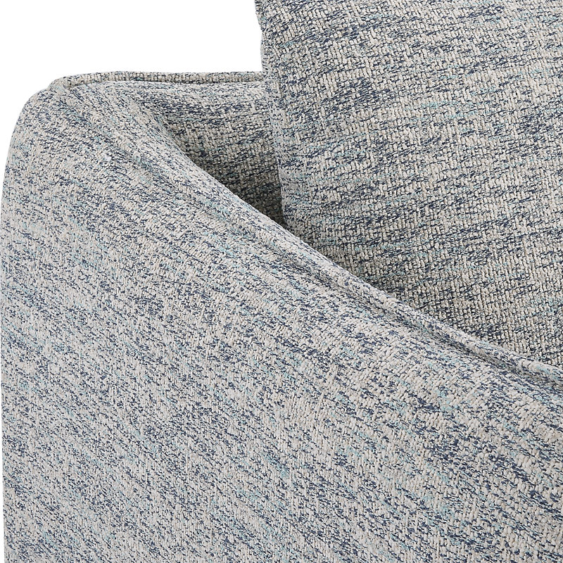 Gray Tweed Upholstered Swivel Accent Chair with Solid Wood Base