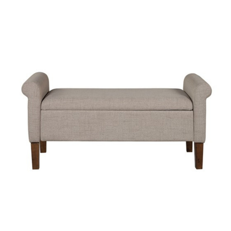 Upholstered Storage Bench, Beige