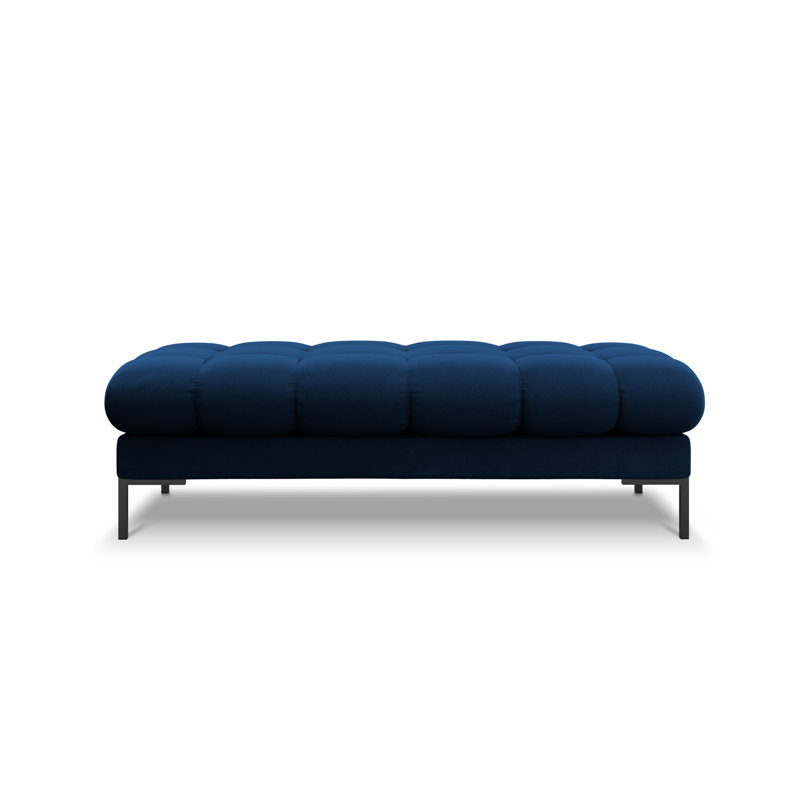 Asbell Polyester Upholstered Bench, Royal Blue, Black