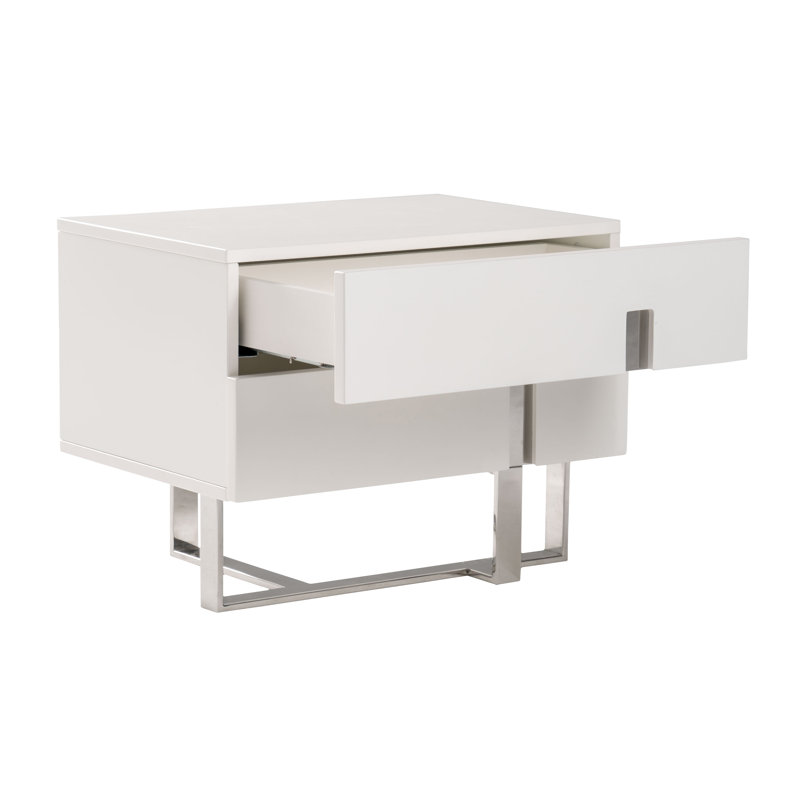 Table de chevet 2 tiroirs blanche Abriel