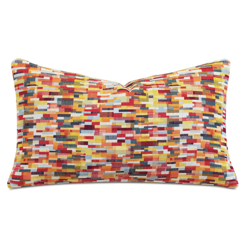 Multicolor Geometric Rayon Lumbar Pillow with Insert