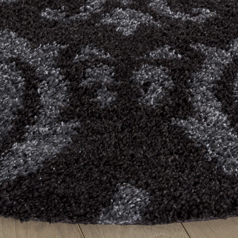 Tapis brun foncé à motif floral Schoch , Rond 5 pi