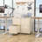 2 Drawer Rolling File Cabinet on Wheels, Cream Mobile Two Drawer Filing Cabinet with Lock, Small Files Cabinets for Under Desk, Metal Filing Cabinets for Letter Size Folders-1479775426