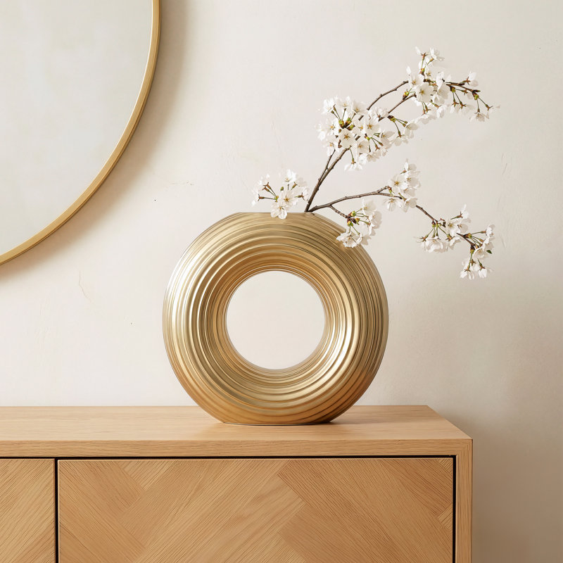 Vase en céramique 9 po Halo, Doré