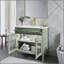 Meuble-lavabo de 35,6 pouces de style Mid-Century avec verre à motif et capteur de mouvement, autoportant avec rangement, design maison de campagne haut de gamme, vert