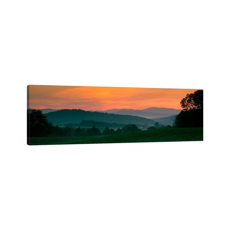 Foggy Hillside Sunrise, Caledonia County, Vermont, USA by Panoramic Images - Wrapped Canvas Print