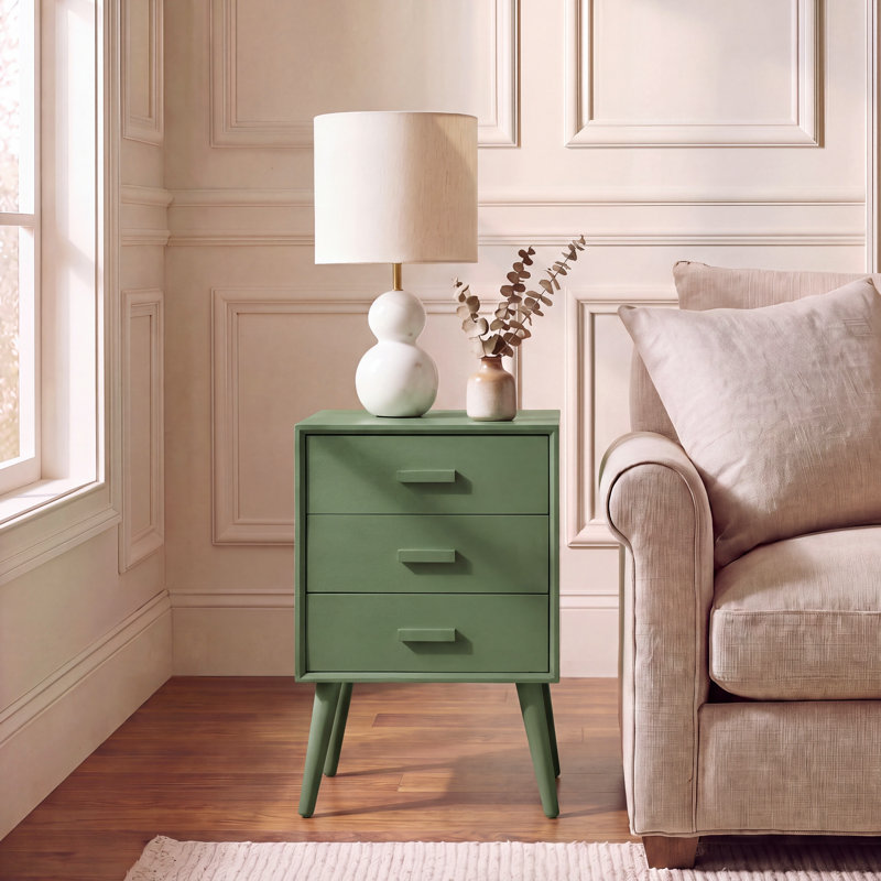 Dannel 3 Drawer Storage Drawer, Dusty Green