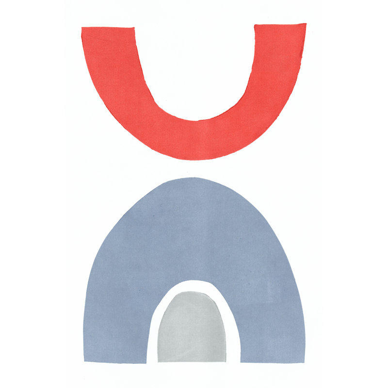 Primary Arches I by Rob Delamater - Painting, 46cm H x 30cm W, Black Floater Framed