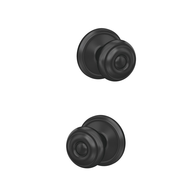 Custom Georgian Hall-Closet and Bed-Bath Knob with Alden Trim, Matte Black