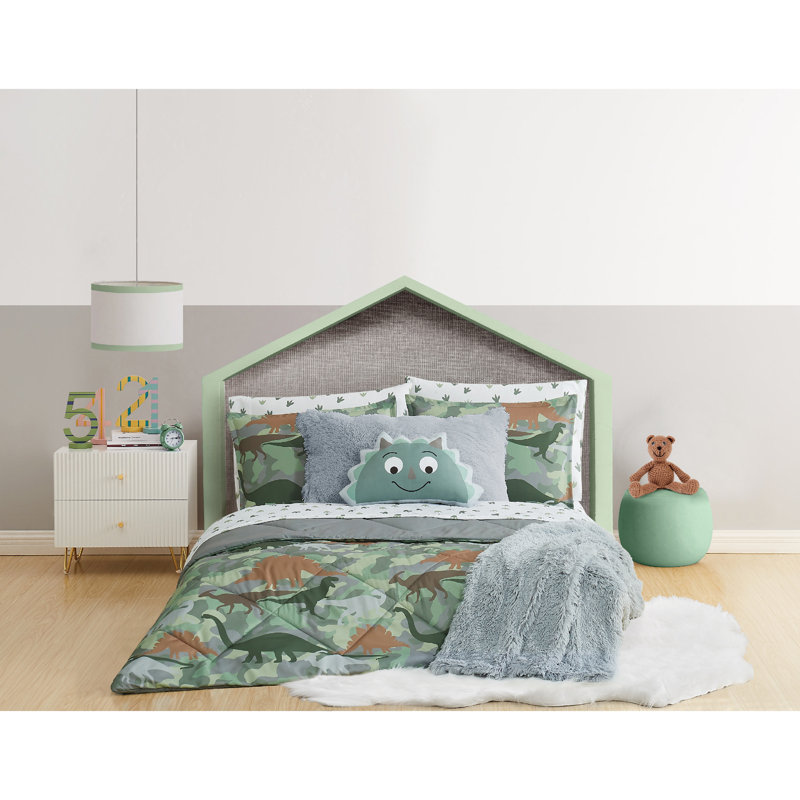 Dino Camo Polyester Channel Abstract Comforter, Full Comforter + 6 Additional Pieces