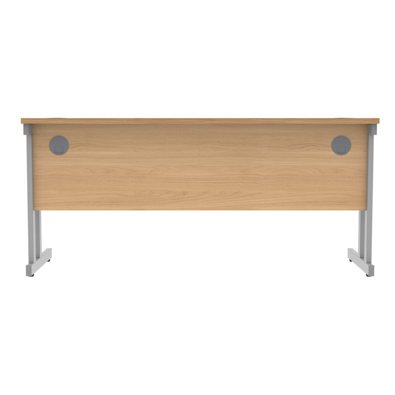 Kelson Metal Base Writing Desk, White, Beech, 73cm H x 160cm W x 60cm D