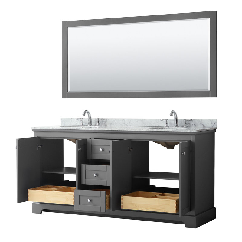 Avery 72'' Double Bathroom Vanity with Top, Dark Gray, Matte Black