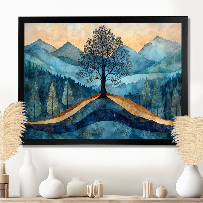 Décoration murale Genewieve Mountain Forest Pine Tree Roots III - Montagnes, H 30 po x l 40 po, Noir