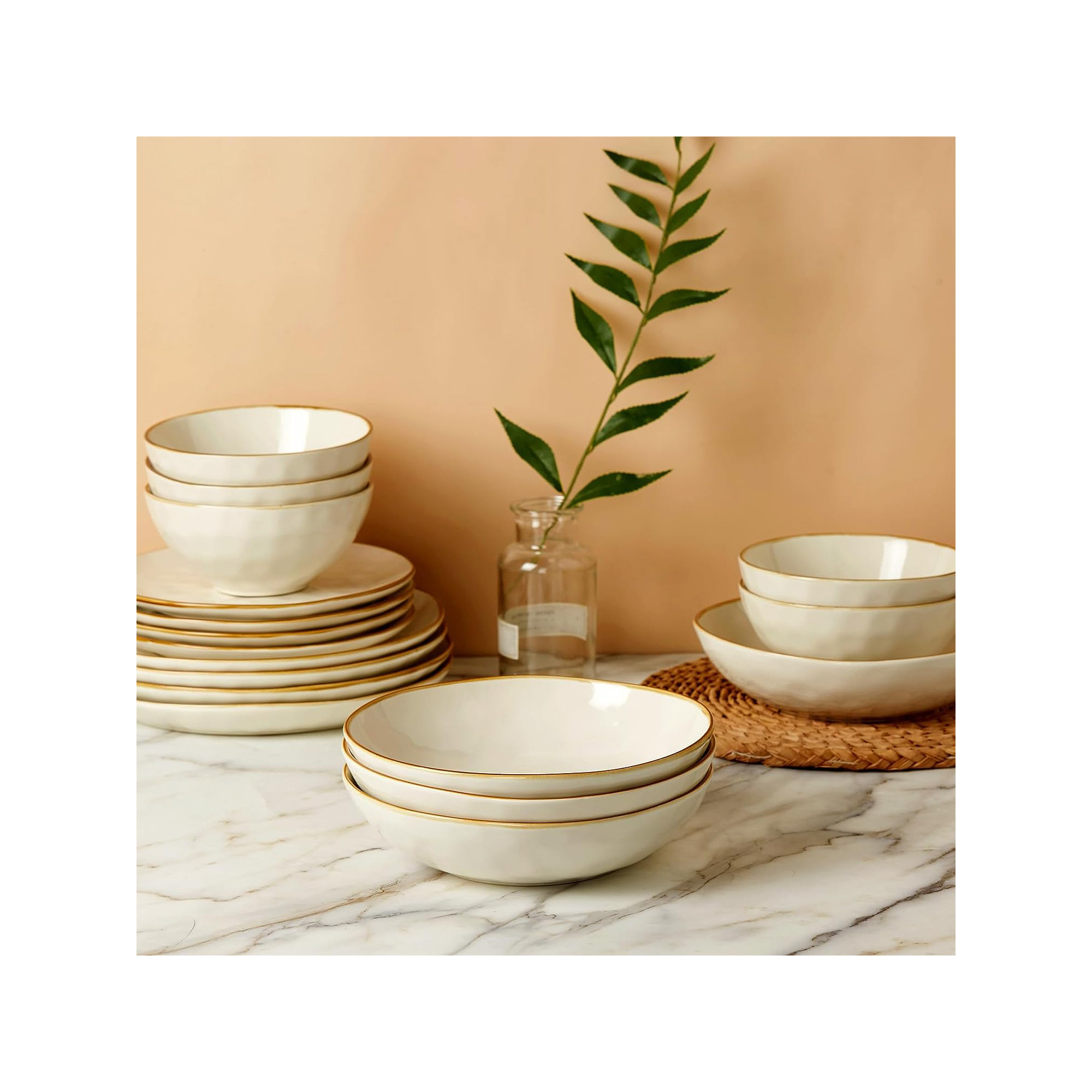 Leny 8.5'' Stoneware Large Pasta Bowl, Vanilla White