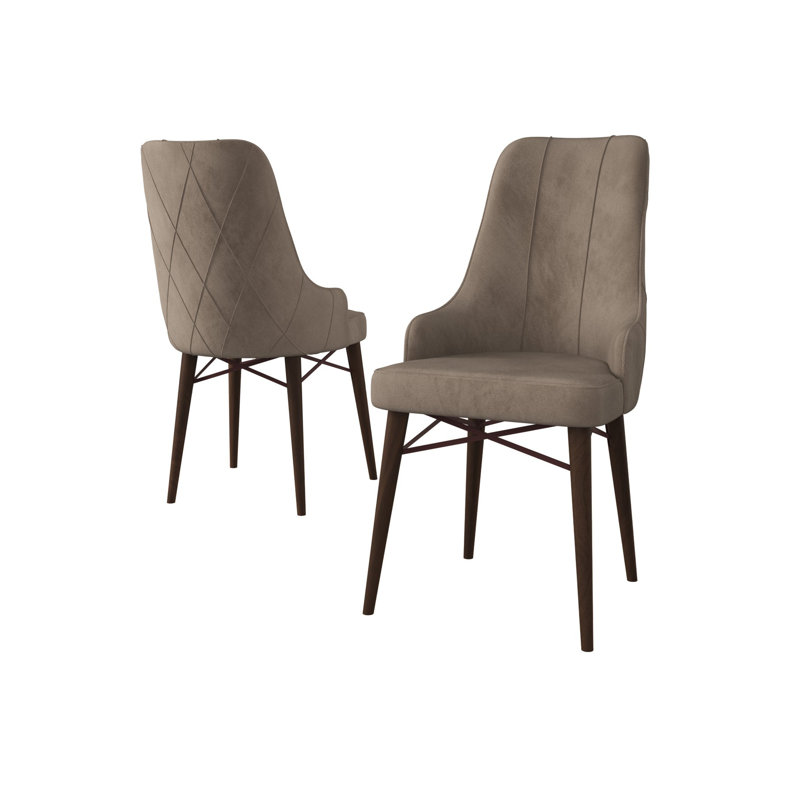 Modern Chair Set (4 Pieces), Cappuccino & Brown, 18.1 x 37.4 x 16.5 inches | 100% Metal Frame with Wooden Legs, 22 DNS Foam Back & 28 DNS Foam Seat | Stylish & Comfortable for Dining or Office Spaces