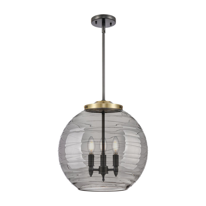 Luminaire suspendu 3 lumières Christly, H 17,13 po x l 15,75 po x P 15,75 po, Noir, Gris fumée clair
