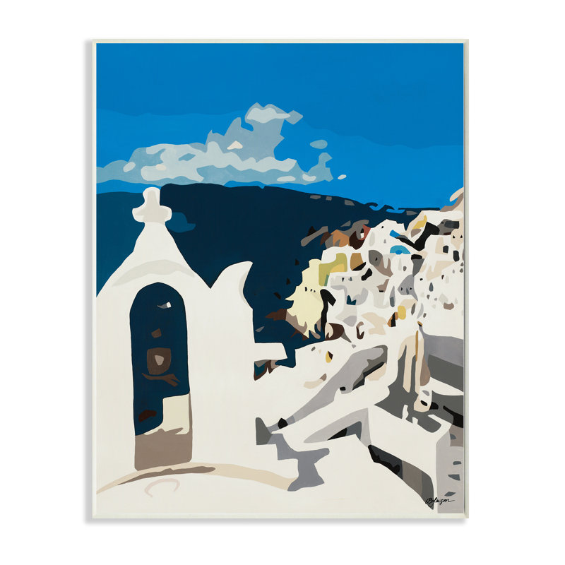 «Traditional Coastal Architecture Cityscape Abstraction» par Beth Ann Lawson - impression, H 19 po x l 13 po, Plaque murale