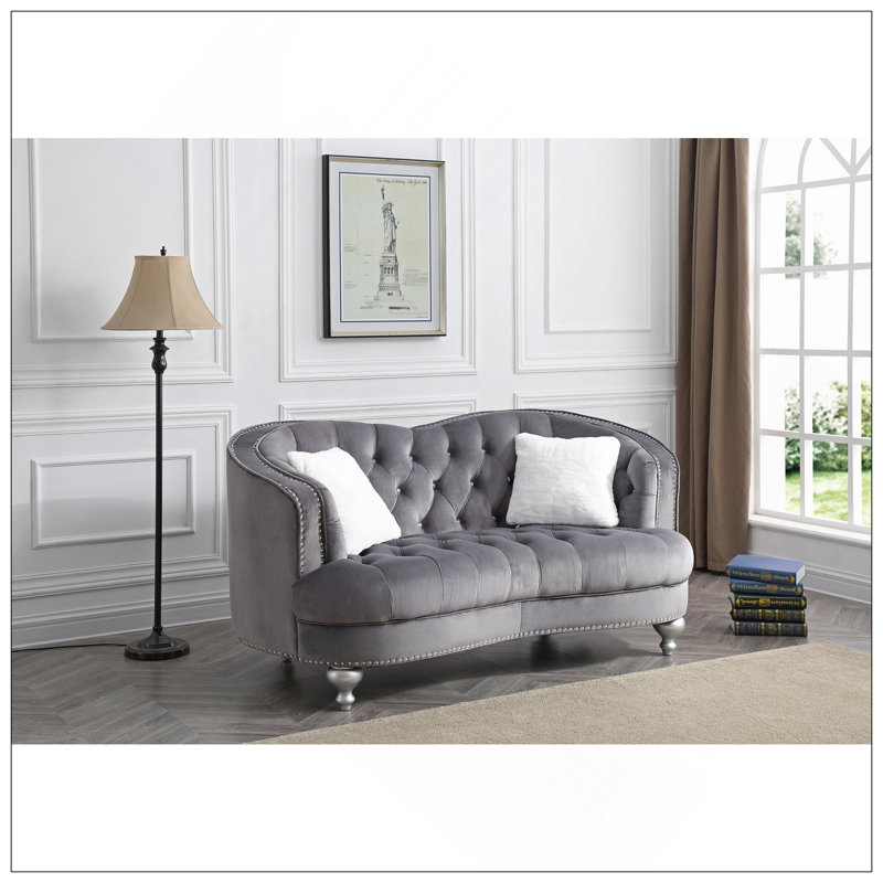 Charmante causeuse grise avec accoudoirs encastrés, Grey