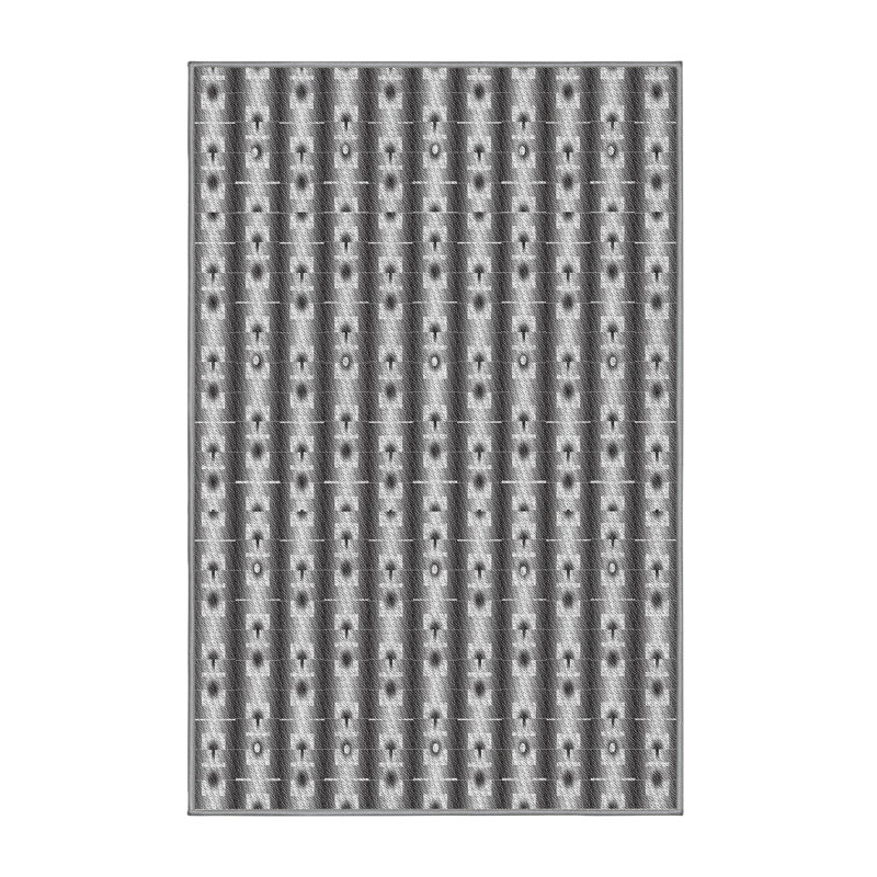 Tapis noir/blanc cassé tissé à la machine, Rectangle 7 pi x 9 pi