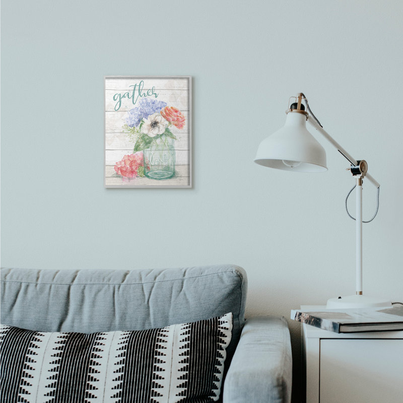 «Gather Love Flower Jar Rustic», impression, H 11 po x l 14 po x P 1,5 po, Estampe numérique Farmhouse