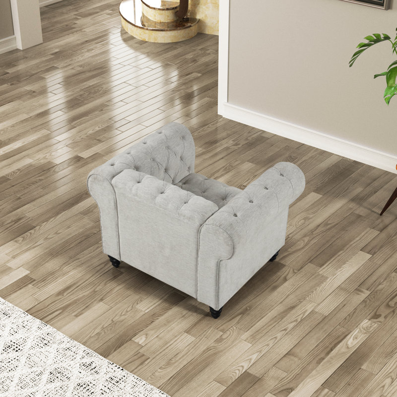 Keyla 3 - Piece Living Room Set, Beige 100% Linen