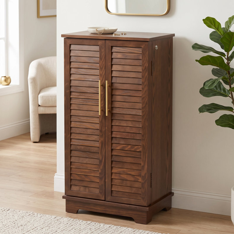 Armoire à bijoux avec miroir Harwant, Chocolat