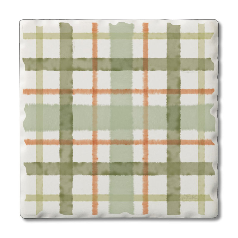 Farmhouse Plaid Single Tumbled Tile Coaster Create Your Own Set