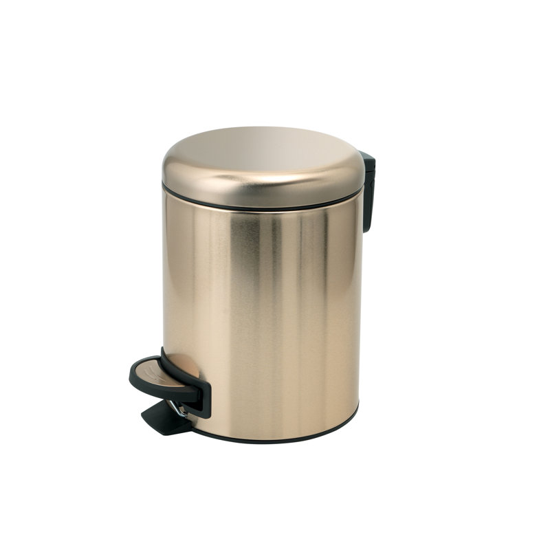 Therrien Steel Step On Kitchen Trash Can, 3L, Gold