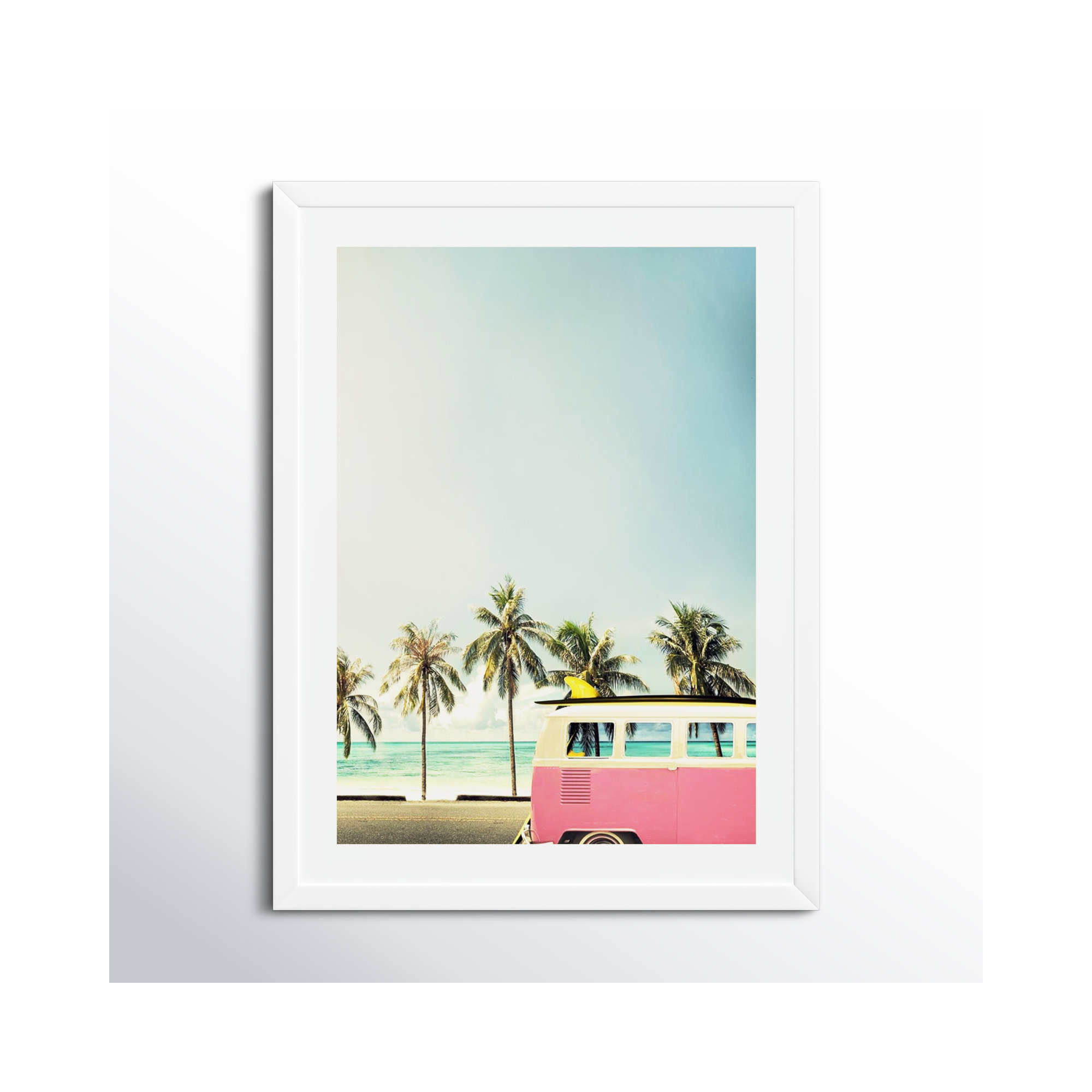 Surf Bus Pink by Design Fabrikken, Matte White, 27.5" H x 21" W x 0.75" D