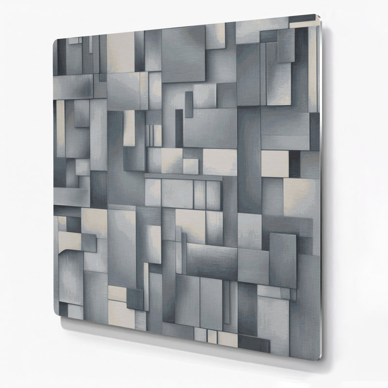 Abstrait, art mural gris en métal 89, H 12 po x l 12 po