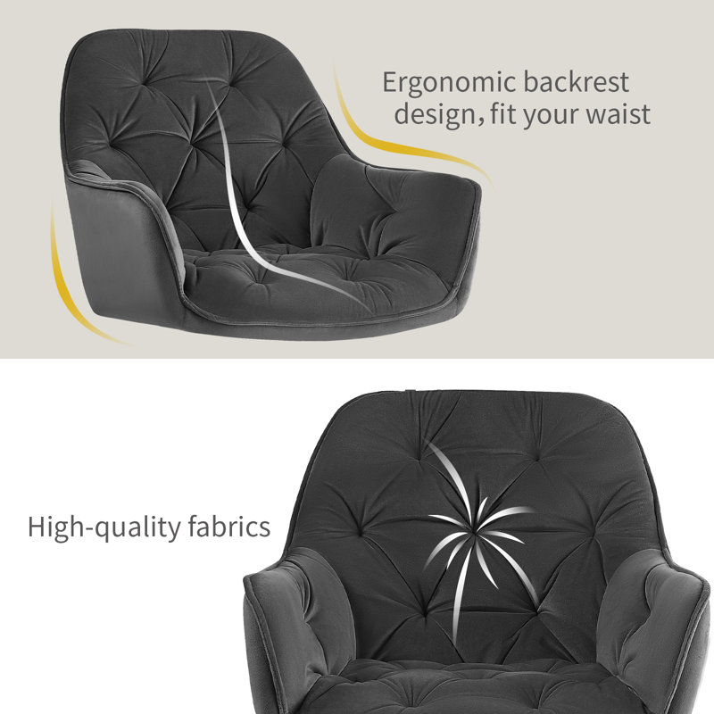 Modern Velvet/Linen Upholstered Dining Chair With Arm, Grey Velvet