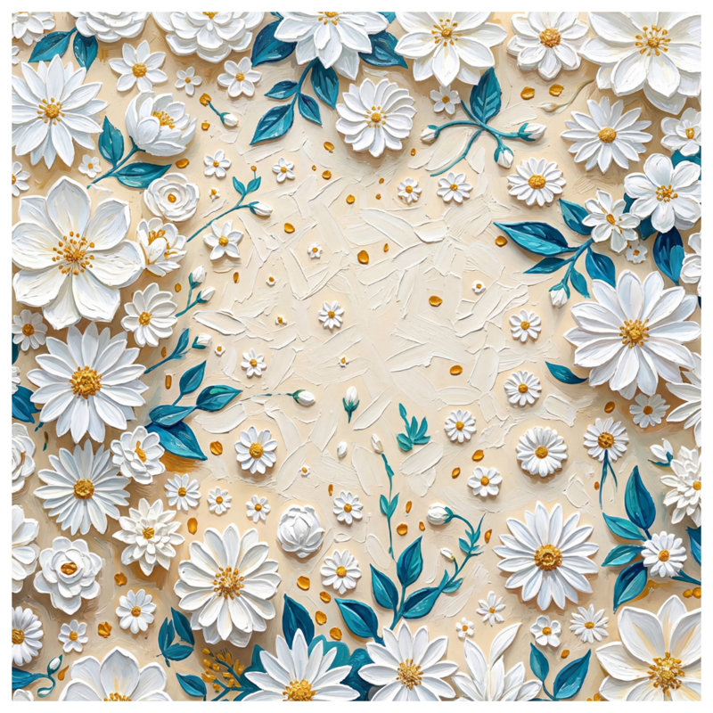Édredon blanc à motif floral, Twin