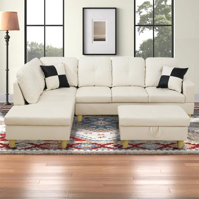 Canapé modulaire rembourré en L avec repose-pieds 3 pièces Erynne