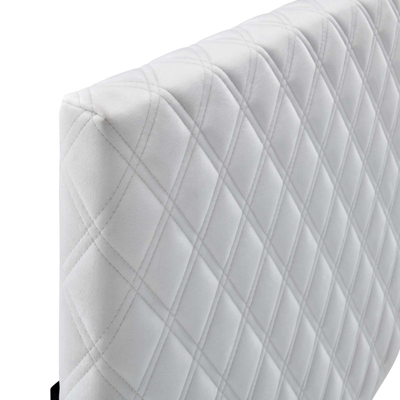 Angela Performance Velvet Headboard, White, Full/Queen