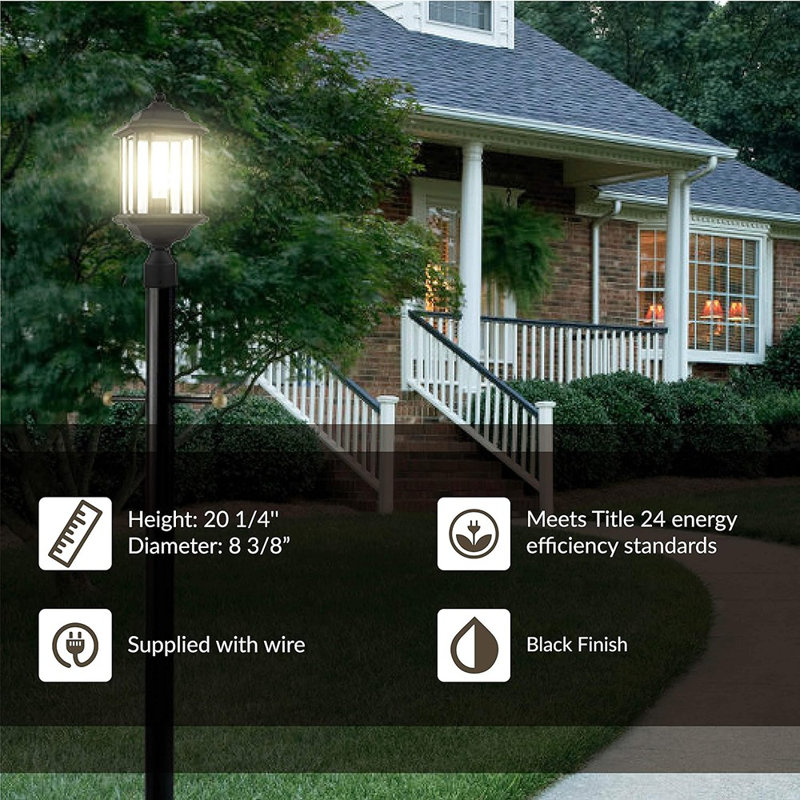 Luminaire extérieur de lampadaire extérieur à une lumière Lighting 82029-12 Kent, noir