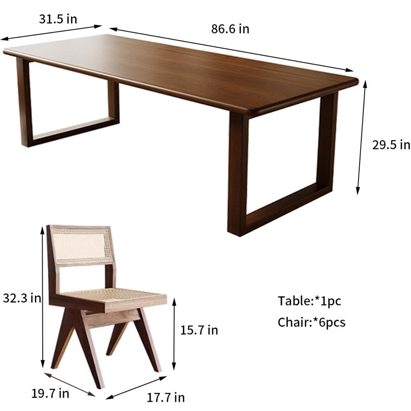 Ensemble de salle à manger rectangulaire simple et moderne avec chaises, H 29,5 po x L 86,6 po x l 31,5 po
