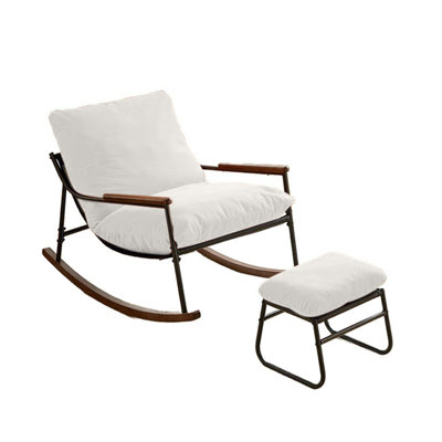Chaise berçante surdimensionnée avec repose-pieds et coussin