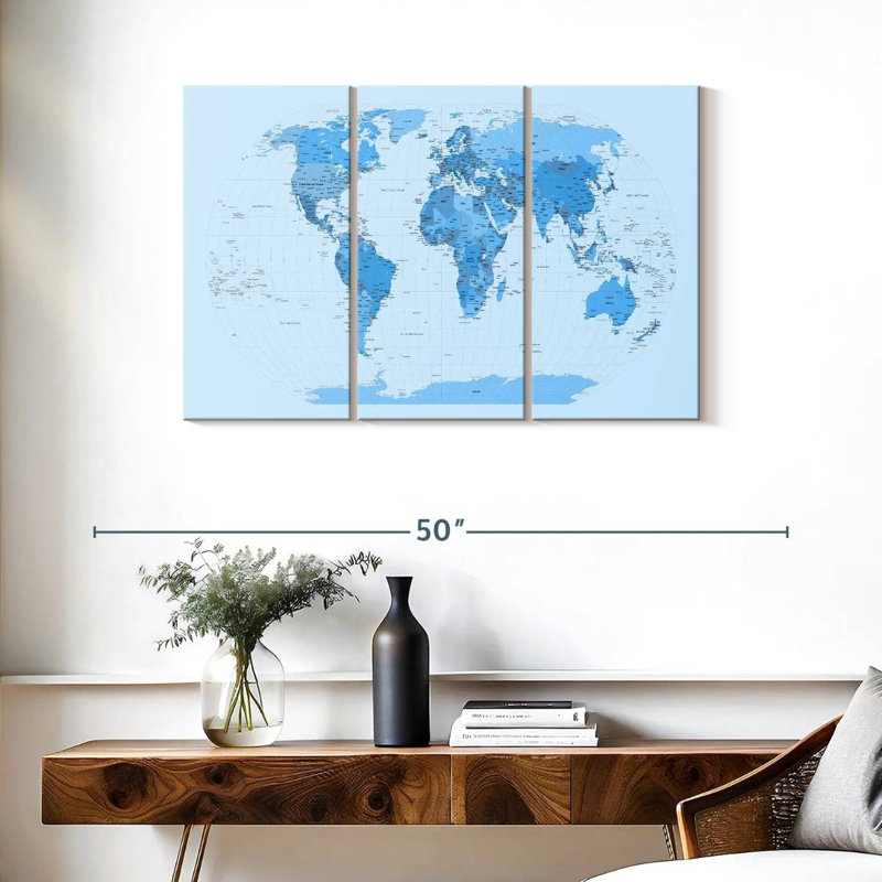 World Map Blues, H 24 po x l 38 po