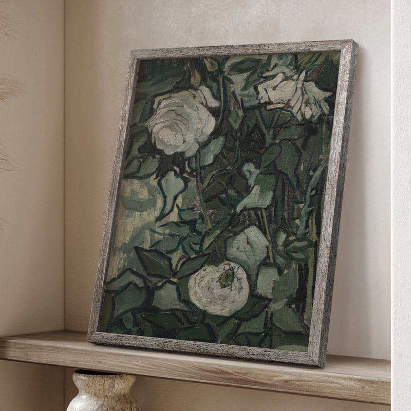 Reproduction florale rétro, impression encadrée CCLIV - bois massif, H 30 po x l 24 po