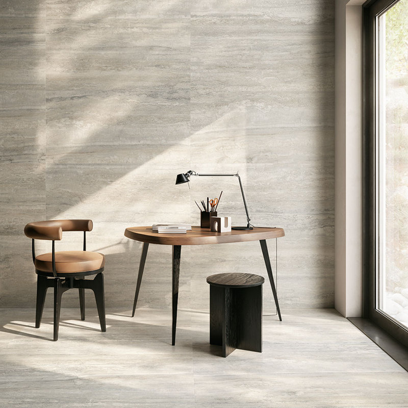 Carreau de porcelaine mat travertin 24X48 Travino, Gris