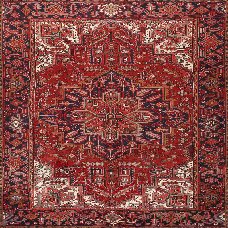 Tapis oriental rouge / bleu marine Zaara, Carré 6 pi