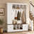 Farmhouse Hall Tree, Entryway Coat Rack with Shoe Storage Bench, 5 Hooks, Cabinet, Drawers, Cubbies-642496177